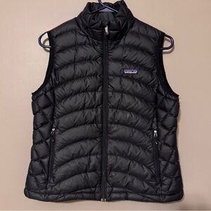 Patagonia Goose Down Sweater Vest Quilted Puffer Black Full Zip Women’s Medium